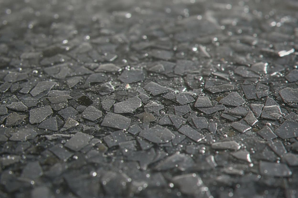 Cured polyaspartic protecting flake underneath.